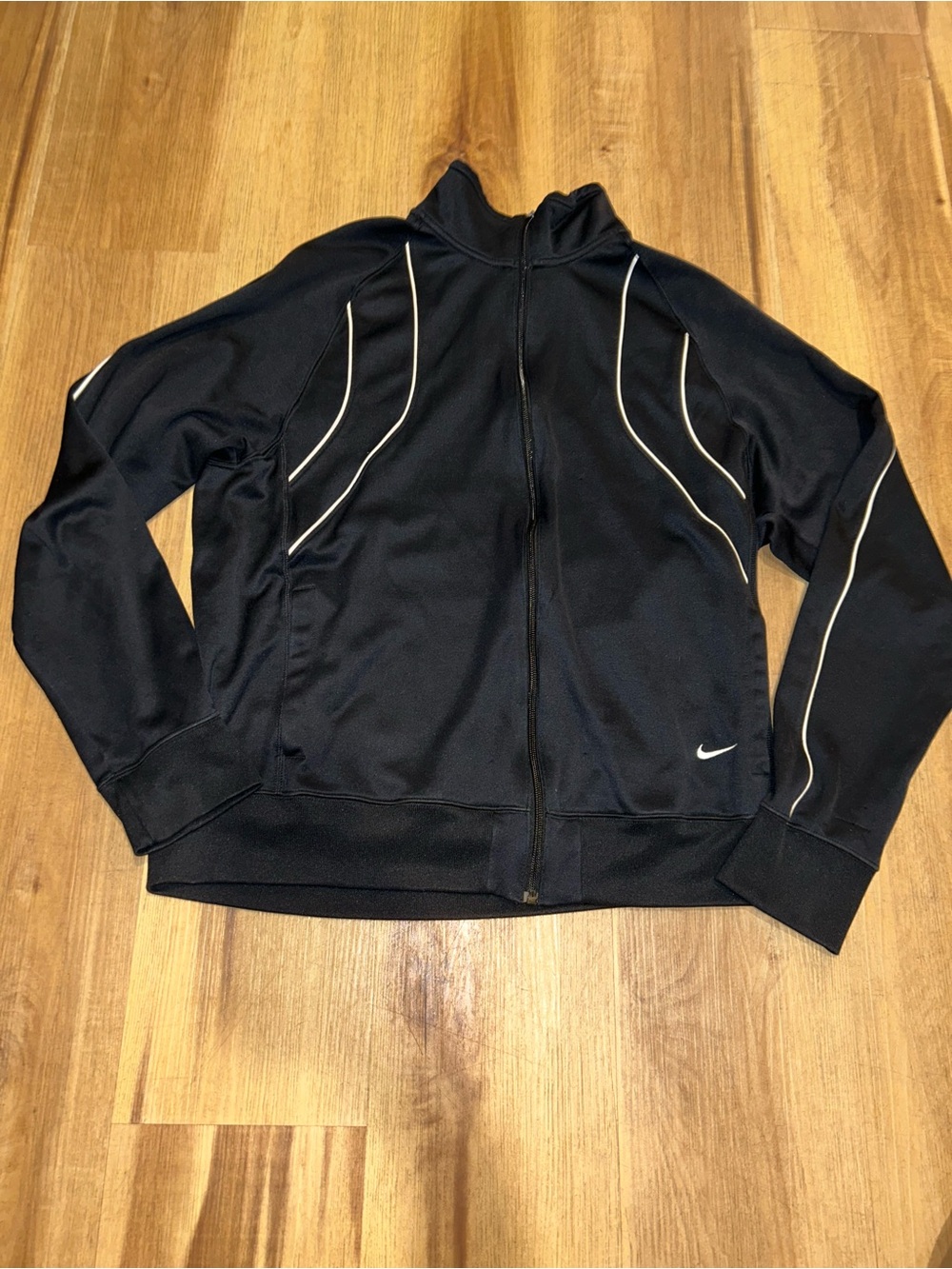 Nike Black Track Jacket with White Piping